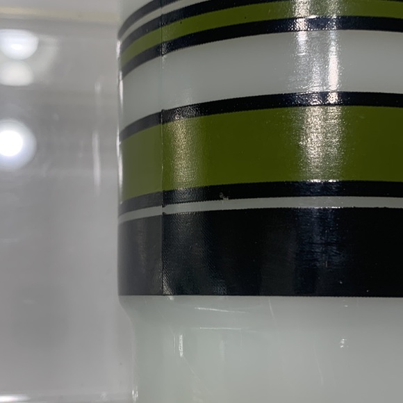 Vintage milk glass green stripe cup 4 count lot - Picture 14 of 16